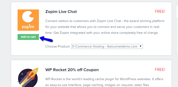 FAstComet Get Zopim Live Chat Addon