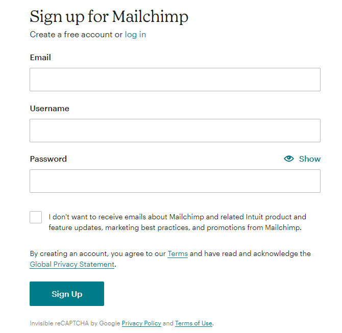 Mailchimp Enter Details