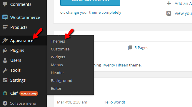 accessing the themes page